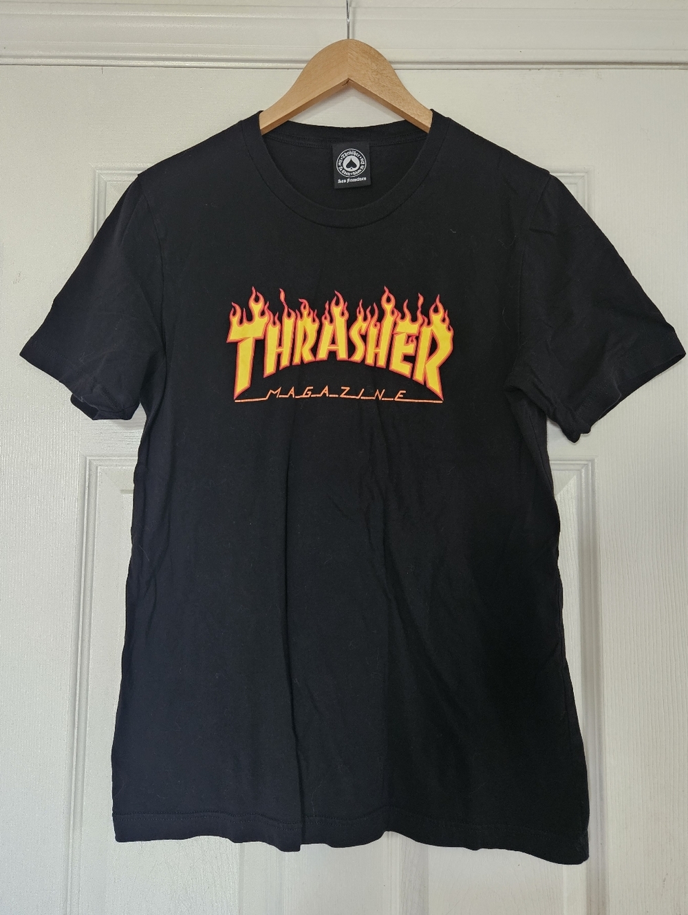 Thrasher Skate Black Flame Logo T-Shirt Large
